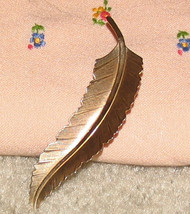Vintage Costume Jewelry Feathery Goldtone Leaf Pin - $5.95