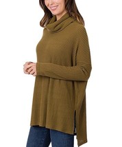 $25 42Pops Dusty Olive Side-Slit Cowl Neck Dolman Sweater Size Medium NWOT - $11.39