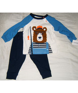 Carter&#39;s Baby Boys Long Sleeve T- Shirt Pants 2 Pc Set Bear Fishing Blue... - $170.87 MXN