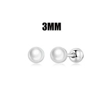 925 Sterling Silver Min Pearl Beads Stud Earrings Size 34Screw Tiny Earrings For - £9.56 GBP