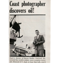 1960 Pennzoil Motor Oil Paul Stover Advertisement Automobilia Vintage DWF26 - $376.02 MXN