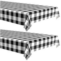 Beige and Cream Plaid Checkered Plastic Table Cover Farmhouse Decor, 54&quot; x 108&quot;  - £14.34 GBP+