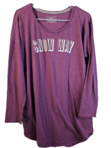 Victoria&#39;s Secret Snow Way T Shirt Top Womens Medium Purple Knit Cotton Pullover - £11.07 GBP
