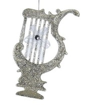 Kurt S. Adler Silver Glitter Celtic Harp Musical Instrument Christmas Ornament - £6.29 GBP