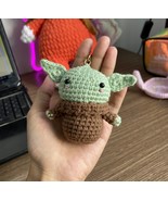 Cute Hand Crochet Baby Yoda Keychain, Baby Yoda Yarn Crochet Keyring - $14.99