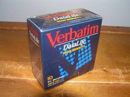 Vintage Box of 10 Verbatim 3.5 HD Computer Disks in Unopened Package of ... - £6.05 GBP