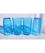 4  Laser Blue Glass Colonial Tulip  14 oz Tumblers by Anchor Hocking - £19.66 GBP