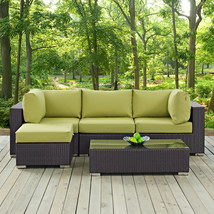 Convene 5 Piece Outdoor Patio Sectional Set Espresso Peridot EEI-2172-EX... - £1,358.26 GBP