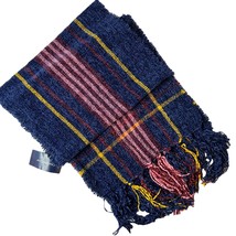 Charter Club Border Plaid Wrap Scarf Navy Chenille New - £3.99 GBP