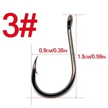 100C High  Steel Fishhooks 50pcs/lot Black Barbed Offset Hook 1# 2# 3# 4# 5# 6#  - £36.10 GBP