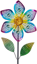 Wind Spinner with Metal Stake, Outdoor Garden Pinwheels Spinners Hollow-Out Flow - £20.38 GBP