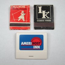 3 Vintage Matchbooks Ohio Manor Restaurants, LK Famous Foods &amp; Amerihost... - £11.76 GBP