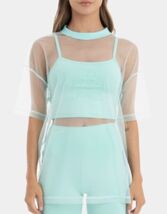NWT Kappa x Juicy Couture Elena Mesh Tee w/ Attached Crop Top Mint Green S - €36,48 EUR