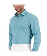 Alfani Men&#39;s Regular Fit Stain Resistant Geo Print Dress Shirt Teal B4HP - $14.10 CAD