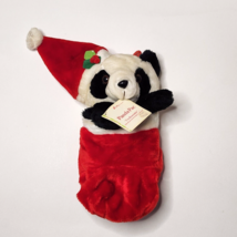 16&quot; Vintage Smithy Panda Pac Reversible Christmas Stocking Stuffed Animal Plush - £51.94 GBP