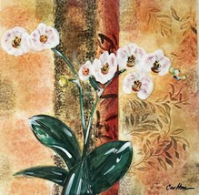 Orchids Tile Hanging Wall Art 8.25&quot; Square Ceramic Square - £8.43 GBP