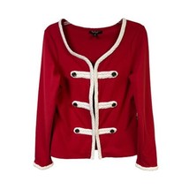 Katherine New York Womens Jacket Coat Red White Stretch Collarless Braid... - £30.01 GBP