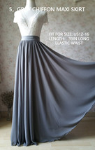 Navy Blue Maxi Chiffon Skirt Summer Women Plus Size Floor Length Chiffon Skirt image 6