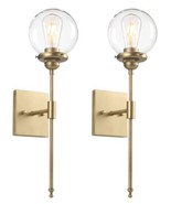 2 Mid-Century Bedroom Wall Sconce Globe Vanity Light Wall Light in Brass... - $49.49