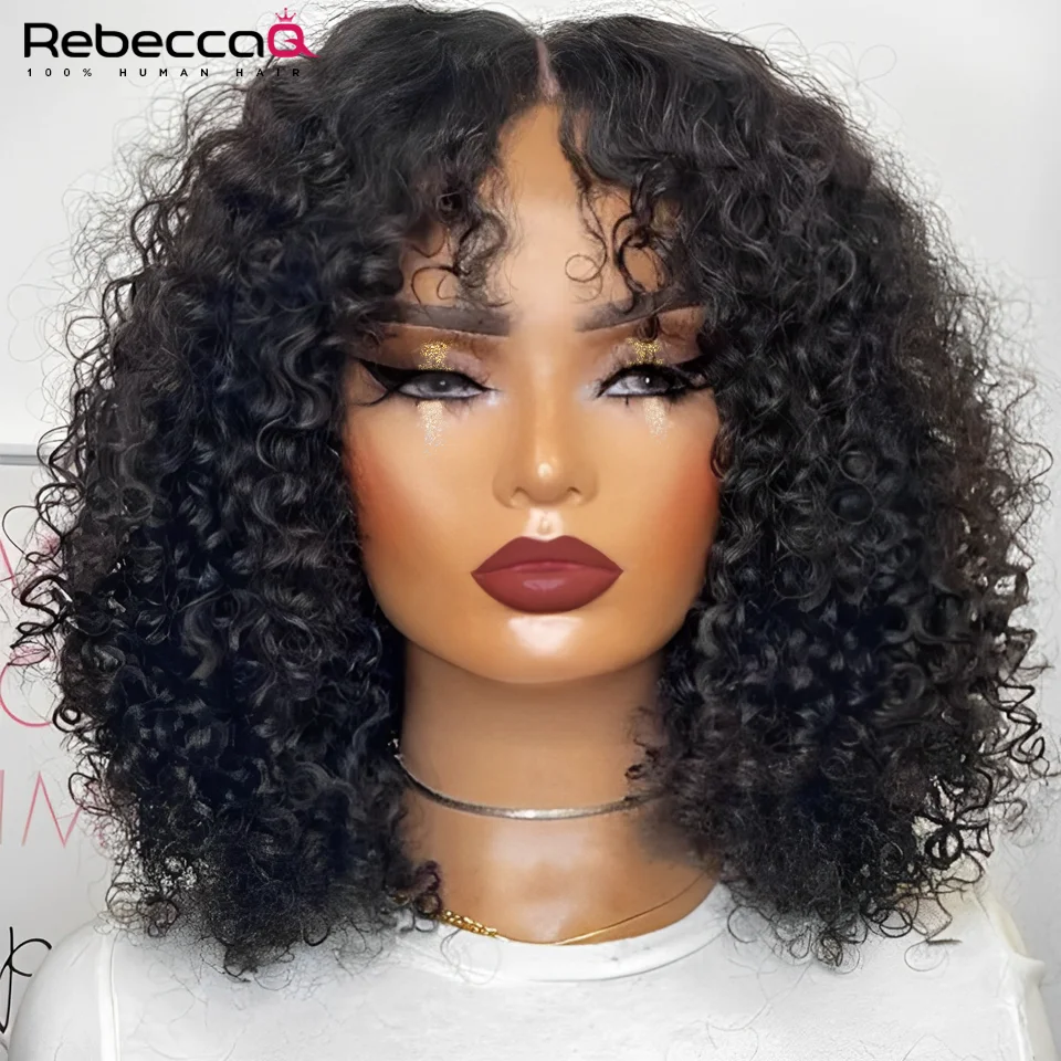 Highlight Short Jerry Curly Bob Wig 13x6x1 Lace Front Human Hair Wigs For Wom - £76.45 GBP