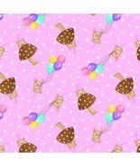 Flannel Mice Dots Mushrooms Balloons Kids Pink Flannel Fabric by Yard D2... - $10.95