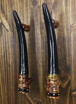 Set of 2 Rustic Western Buffalo Bison Ox Cattle Horns Barn Door Bar Pull... - $40.99