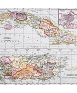 1898 Map Cuba Porto Rico Victorian History Geography Atlas Print DWXX1 - $29.99