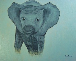 Painting Elephant Original Signed Art Elephants Baby Safari Animals Wild Animal - £23.29 GBP