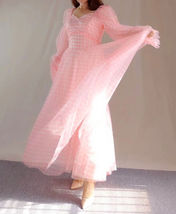 Pink Plaid Tutu Dress Women Custom Plus Size Long Sleeve Tutu Maxi Dress image 7