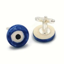 Blue Evil Eye Cufflinks For Groom, Father&#39;s Day Gift For Him, Men Accessories - £39.92 GBP