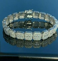 Men&#39;s 10Ct Baguette Cut Diamond Tennis Bracelets 14K White Gold Plated 8&quot; Inch - £186.12 GBP