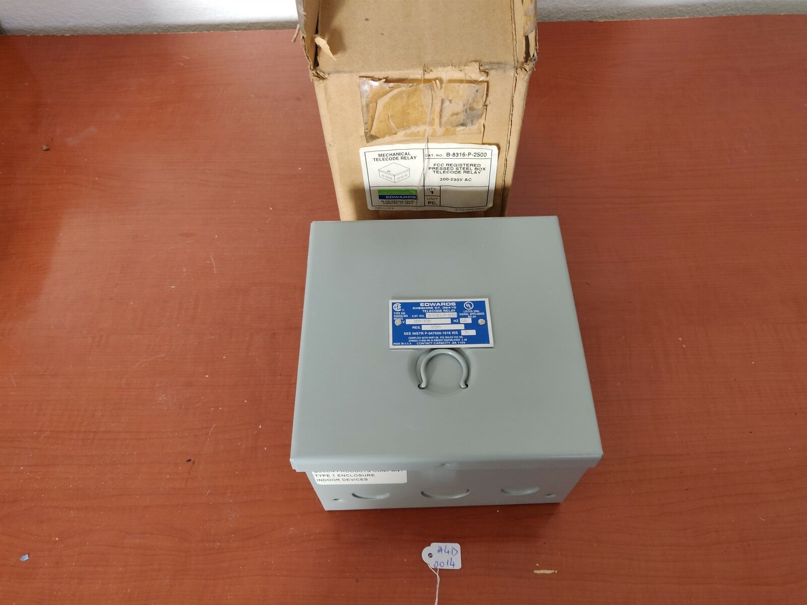 Edwards B-8316-P-2500 Mechanical Telecode Relay, Steel Box, 200-230V, 25... - $254.77