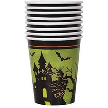 Haunted House Halloween 9 oz Paper Hot Cold Cups 8 Ct Owl Tree - $3.20