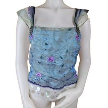 Lee Andersen Fairycore Top Womens L Embroidered Floral Purple Green Coquette - £49.00 GBP