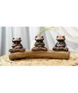 Zen Feng Shui Koan Of The Frog Meditating Buddha Yoga Frogs Trio On Log ... - $35.30 CAD
