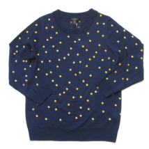 NWT J.Crew Tippi in Navy Gold Embroidered Stars Merino Wool Knit Sweater M - $74.00