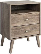 Prepac Milo Mid-Century Modern Nightstand, 2-Drawer With Open, Drifted G... - £103.10 GBP