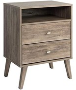Prepac Milo Mid-Century Modern Nightstand, 2-Drawer With Open, Drifted G... - £101.08 GBP