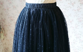 Black Dot A-line Long Tulle Skirt Women Plus Size Fluffy Tulle Skirt image 6
