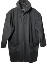 Polo by Ralph Lauren Men L Wool Blended Button Down Hooded Long Coat - £46.85 GBP