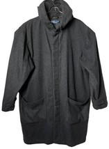 Polo by Ralph Lauren Men L Wool Blended Button Down Hooded Long Coat - £135.55 GBP