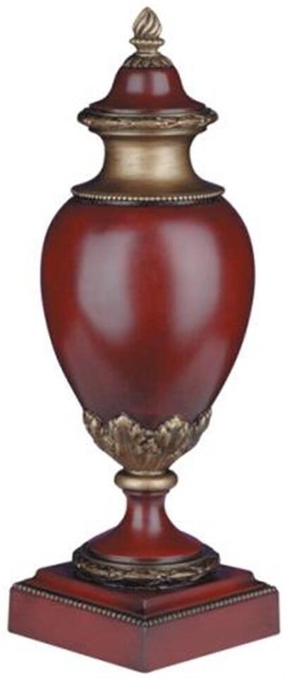 Urn Vase TRADITIONAL Lodge Square Base Red Tone Resin Hand-Painted Hand-Cast - £262.98 GBP