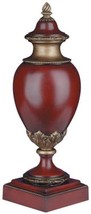Urn Vase Traditional Lodge Square Base Red Tone Resin Hand-Painted Hand-Cast - £260.22 GBP