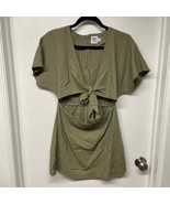 Princess Polly Kiss Land Khaki Green Tie Front Cut Out Mini Dress Womens 10/M/L - $27.72