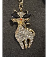 Rhinestone Cat Keychain - Bling Kitty Charm - Cute Purse Accessory! - $10.83