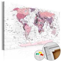 World Map Cork Pin Board - World Map In Pink Colors - £86.13 GBP+
