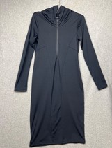 Zara Scuba Maxi Dress Long Sleeve Hoodie Stretch Navy Womens M Sporty At... - $34.88