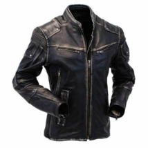 Genuine Leather jacket stylish for men Handmade biker gothic vintage blu... - $186.49