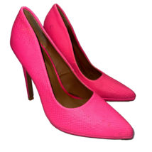 Qupid Women&#39;s Size 6 M Pink Snake Skin Pumps 4&quot; Heels Pointed Toe Shoes - $20.52