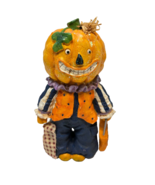 Vintage Halloween Folk Art Pumpkin Trick or Treat Resin Figure Painted 4... - $16.56
